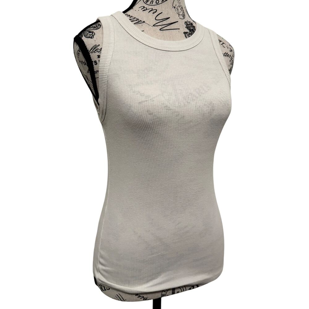 EXPRESS Womens Small White High Neck Ribbed Tank Top Fitted Racerback Cami
